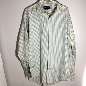Ralph Lauren Men's Shirt in Green, purple and White Stripes